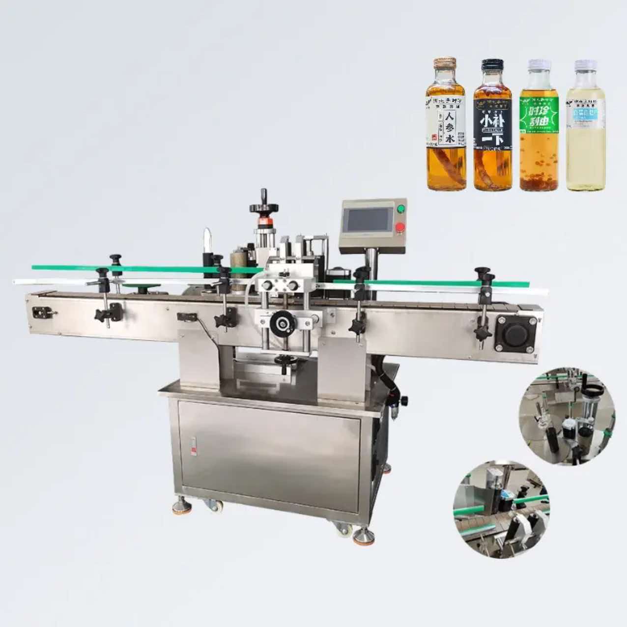 Transparent Label Round Bottle Labeling Machine with Clear Label Sensor