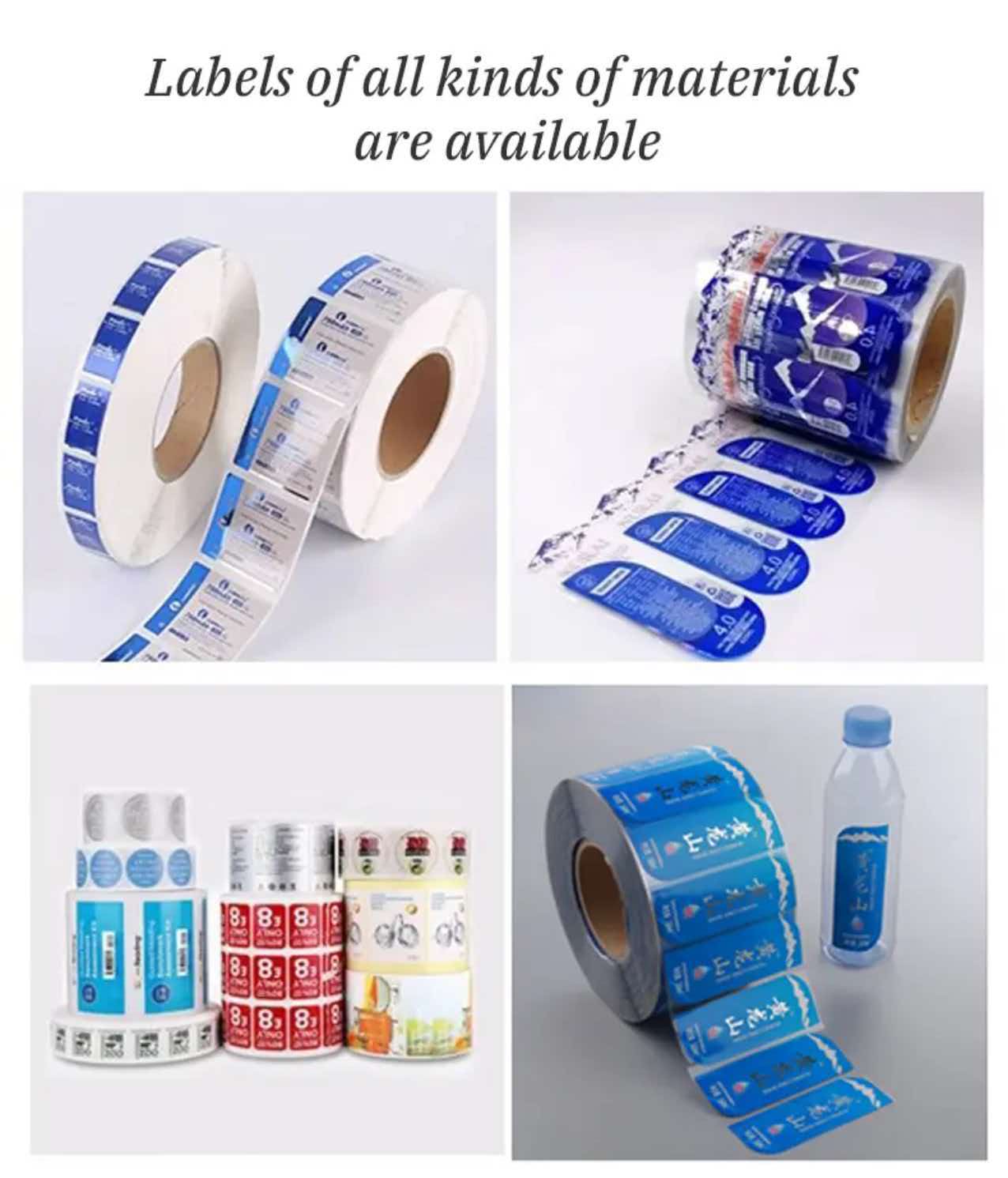 Self adhesive labels suitable for desktop bottle labeling machine