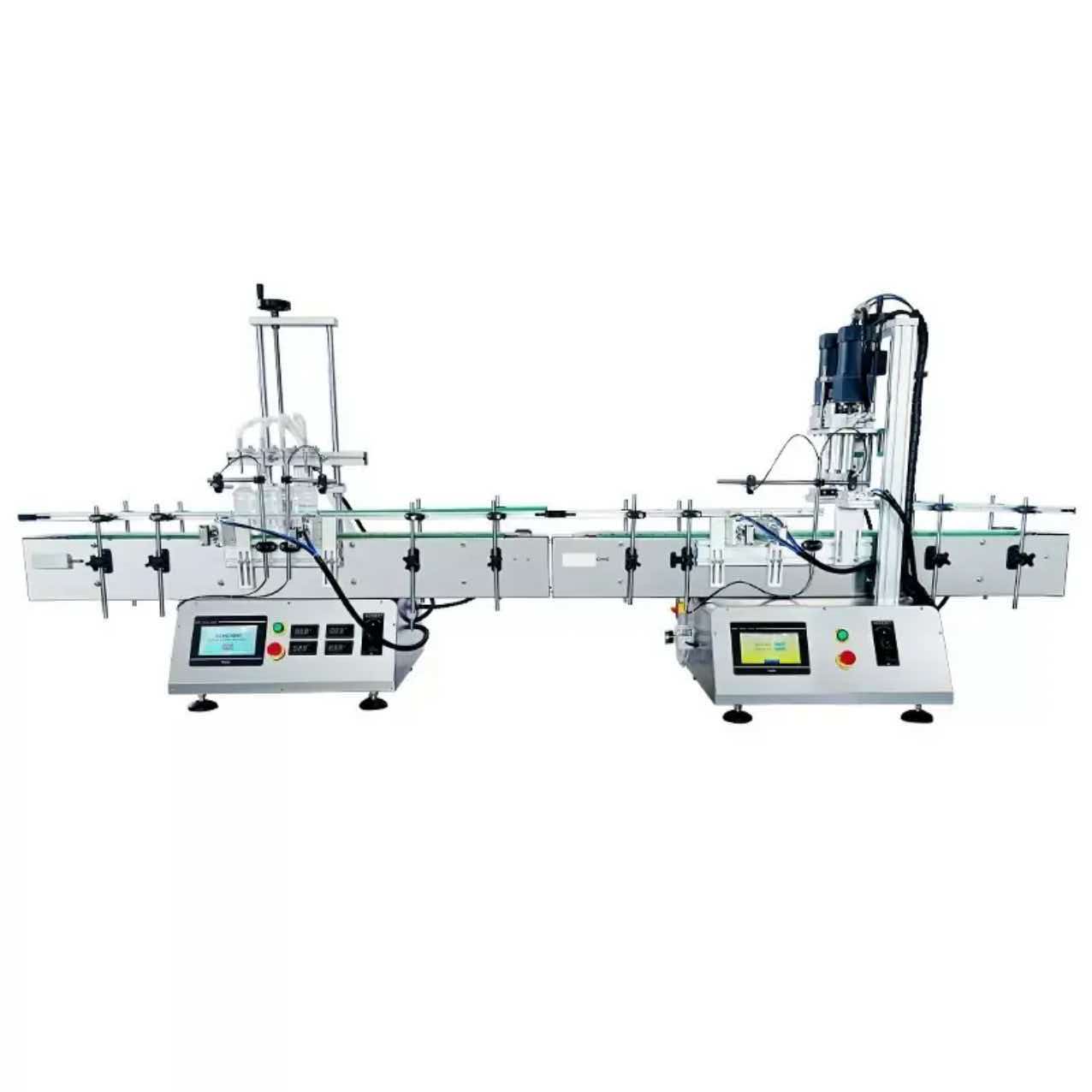 Compact liquid filling machines for automatic bottle production